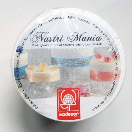 3 Nastri girotorta in Tessuto 2x4cm, col. rosa-bianco e avorio