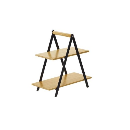 Alzatina in metallo con ripiani in bamboo, richiudibile 34x17x33 cm