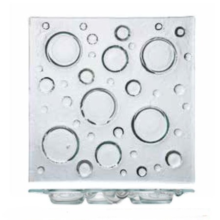 Antipastiera quadrata in vetro Bubble cm.30x30x3