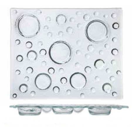 Antipastiera rettang. in vetro Bubble cm.32x26