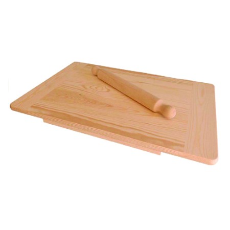 Asse da pasta in legno massiccio con mattarello 60x40 cm