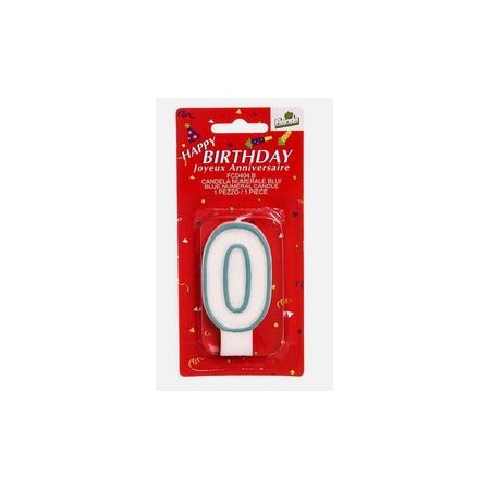 Candelina numerale per compleanno n.0 blu