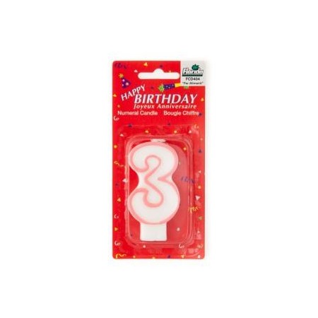 Candelina numerale per compleanno n.3 rossa