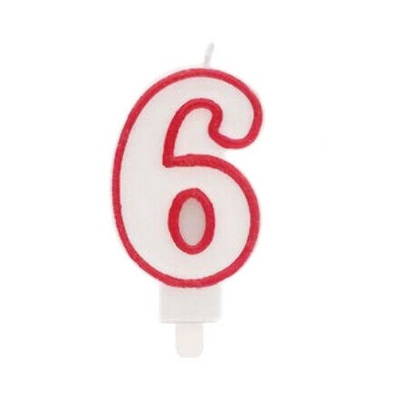 Candelina numerale per compleanno n.6 rossa