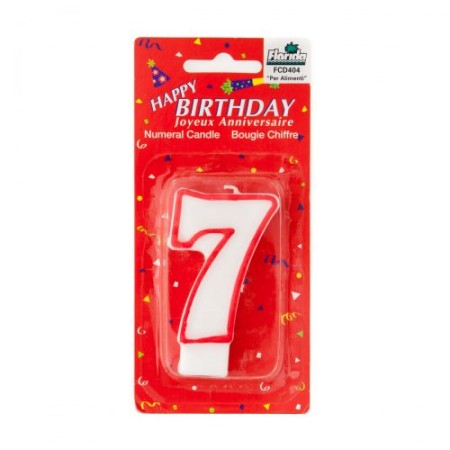 Candelina numerale per compleanno n.7 rossa