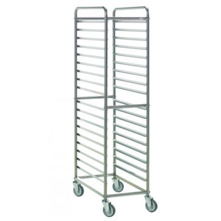 Carrello inox gastronorm 18 teglie gn 1/1 h. 65 con guide rivettate 18