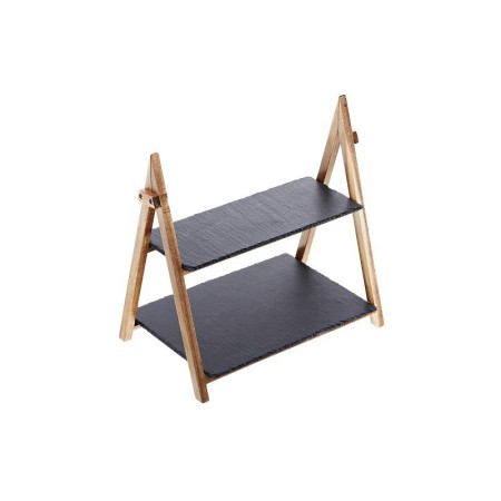 Duo - Stand in acacia con ripiani in ardesia 39.5x25x39.5 h - 1 PZ