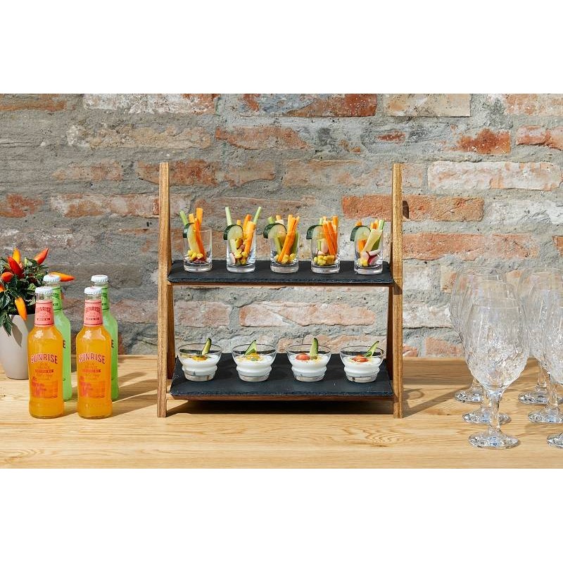 Duo - Stand in acacia con ripiani in ardesia 39.5x25x39.5 h - 1 PZ