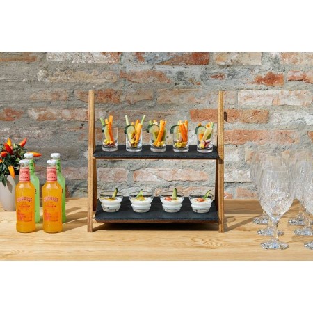 Duo - Stand in acacia con ripiani in ardesia 39.5x25x39.5 h - 1 PZ