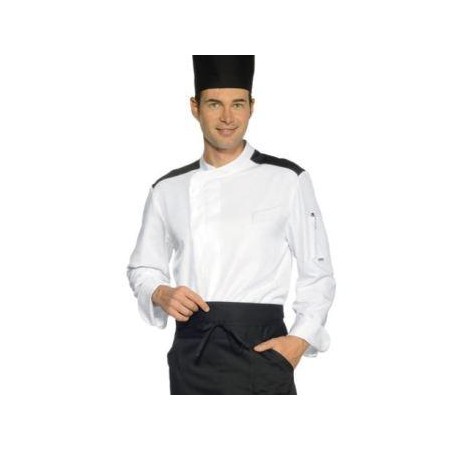 Giacca cuoco Malaga microf. bianca e nera tg.M Isacco
