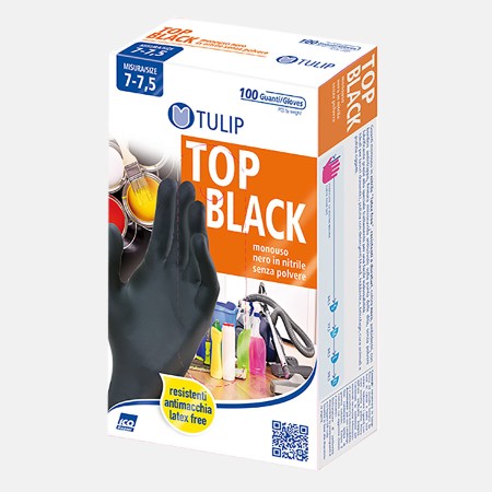 Guanti in nitrile senza polvere tulip nero 100 pz tg. S