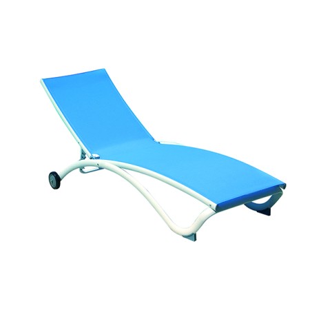 Lettino c/ruote Alu bianco/text azzurro