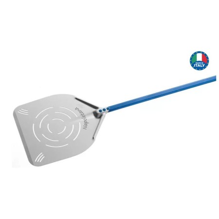 Pala pizza in alluminio anod.forata rett. 33x33 cm "Napoletana" manico 150 cm