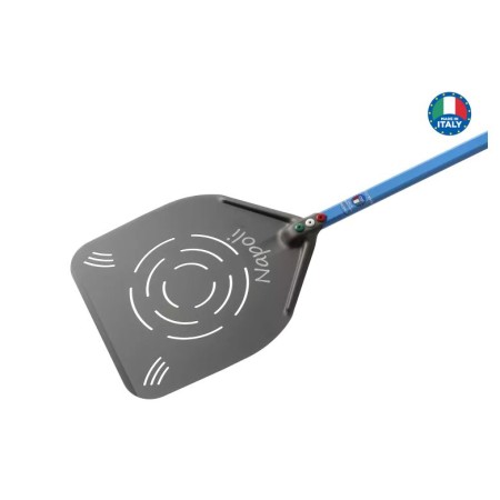 Pala pizza in alluminio anodizzato forata rettangolare 33x 33 cm manico 150 cm