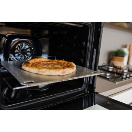 Piastra per cuocere la pizza a casa, cm 40x35, in acciaio inox 4mm