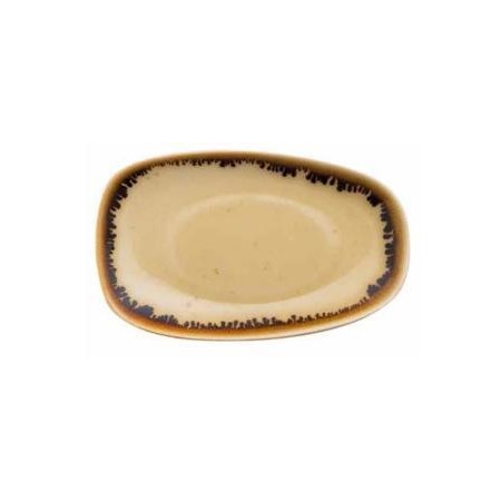 Piattino ovale cm 15x9,3 H.1,5cm ocra