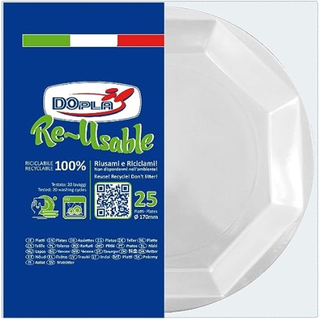 Piatto frutta ottagonale bianco cm 17 pz 25