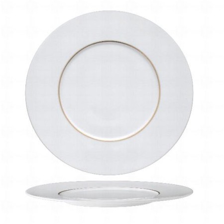 Piatto piano bianco 29 cm con bordo interno oro