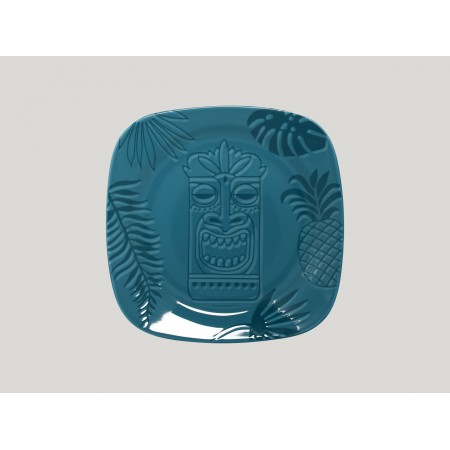 Piatto piano quadrato turkis cm 27 Aztek