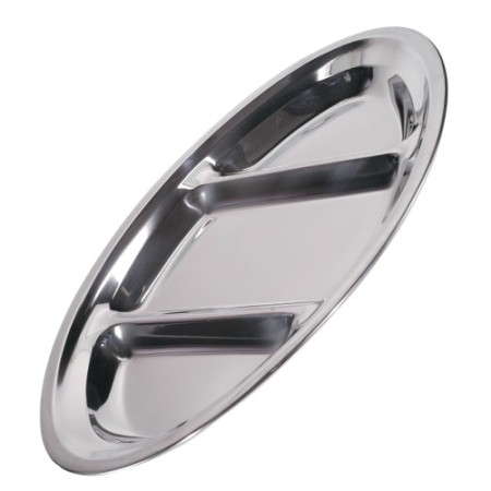 Vassoio ovale 3 scomparti inox