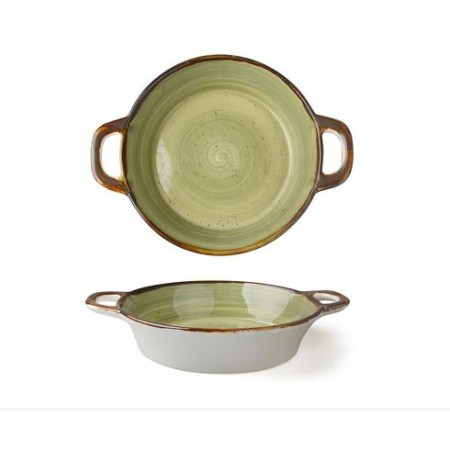 Tegamino 2 manici cm.15 verde acido in porcellana