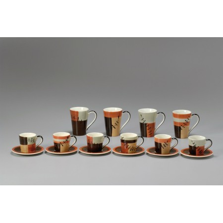 6 Tazze caffè americano con piattino Black/sea