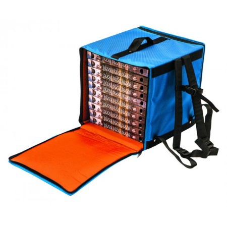 Borsa termica rigida a zaino per 10 cartoni pizza ø 33 cm zip