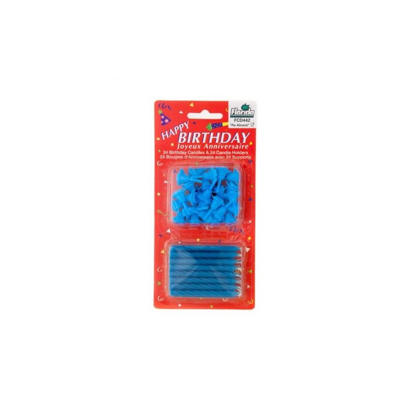 Candele per compleanno blu 24pz