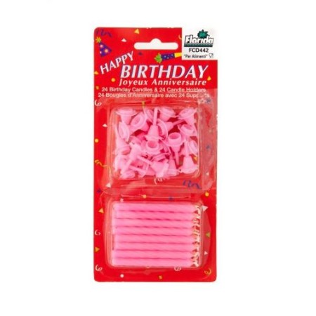Candele per compleanno rosa 24pz