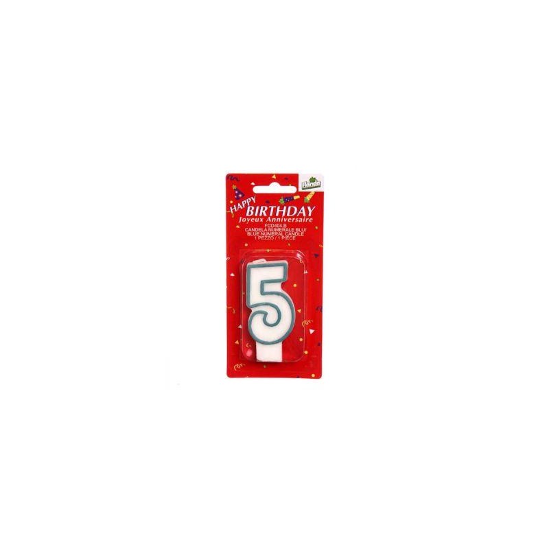 Candelina numerale per compleanno n.5 Blu