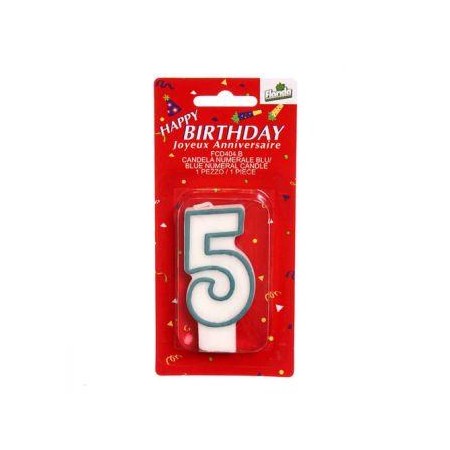 Candelina numerale per compleanno n.5 Blu