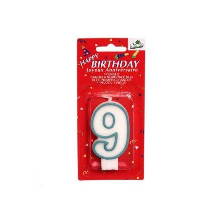 Candelina numerale per compleanno n.9 blu