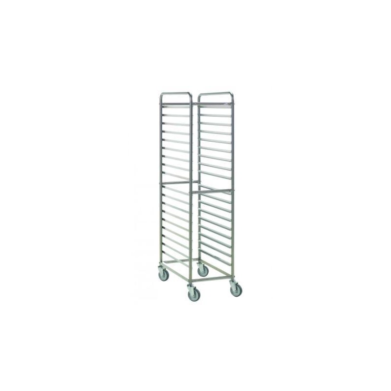 Carrello inox gastronorm 18 teglie gn 1/1 h. 65 con guide rivettate 18