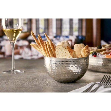 Ciotola in acciaio martellato cm.15, finitura lucida a specchio