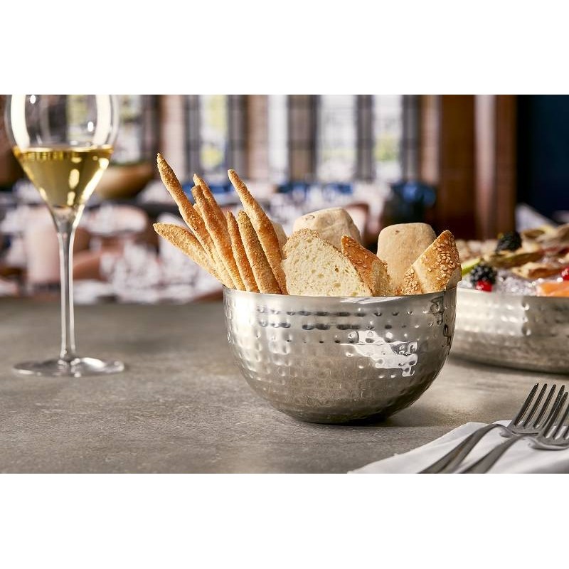 Ciotola in acciaio martellato cm.20, finitura lucida a specchio