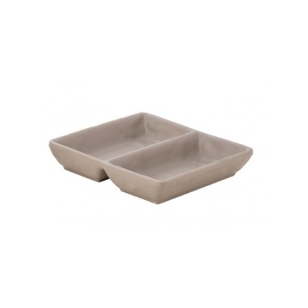 Coppetta 2 scomparti in melamina tortora cm.14x14