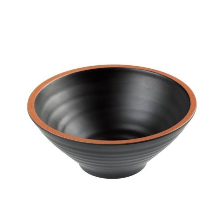 Coppetta tonda nera/terracotta melamina diam.cm.20.3x8.5h