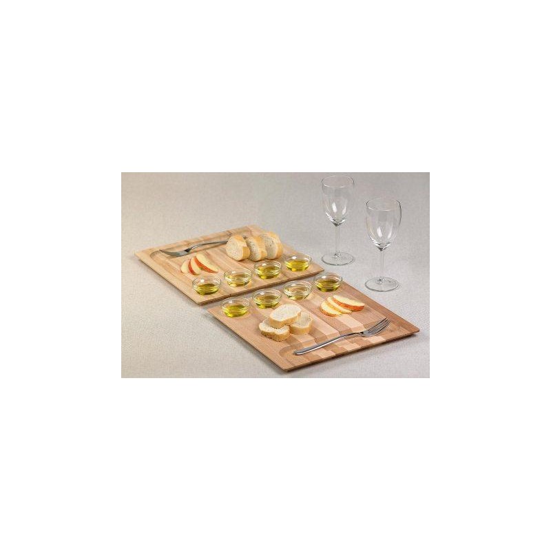 Legno small cm. 30x30  con ciotole in vetro 4 pz