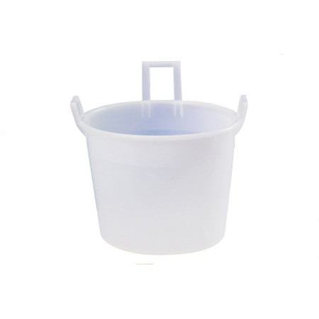 Mastello a tre manici in PELD (Polietilene a bassa densità), di colore bianco neutro.LT 120