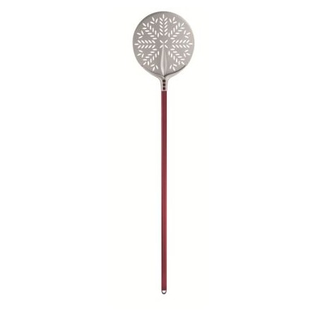 Pala pizza "Tulip 60°" in alluminio anodizzato tonda forata Ø36 cm con manico 150 cm - Cerutti