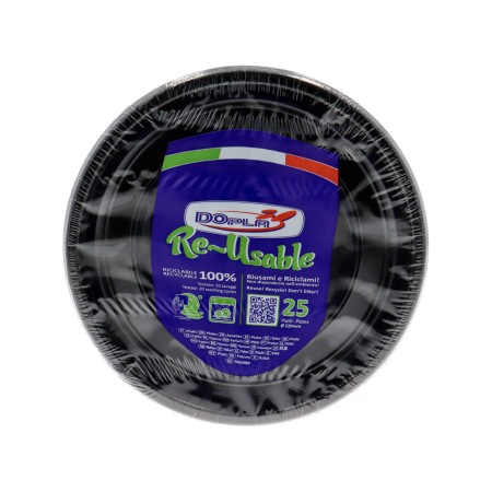 Piatti piani neri d.22cm 25 pz