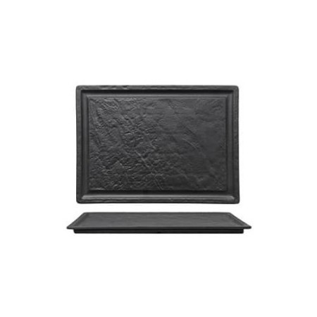 Piatto bistecca effetto pietra 33x24 nero
