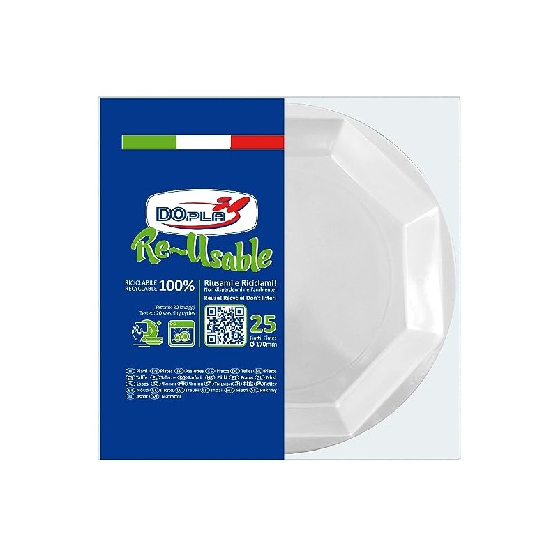 Piatto frutta ottagonale bianco cm 17 pz 25