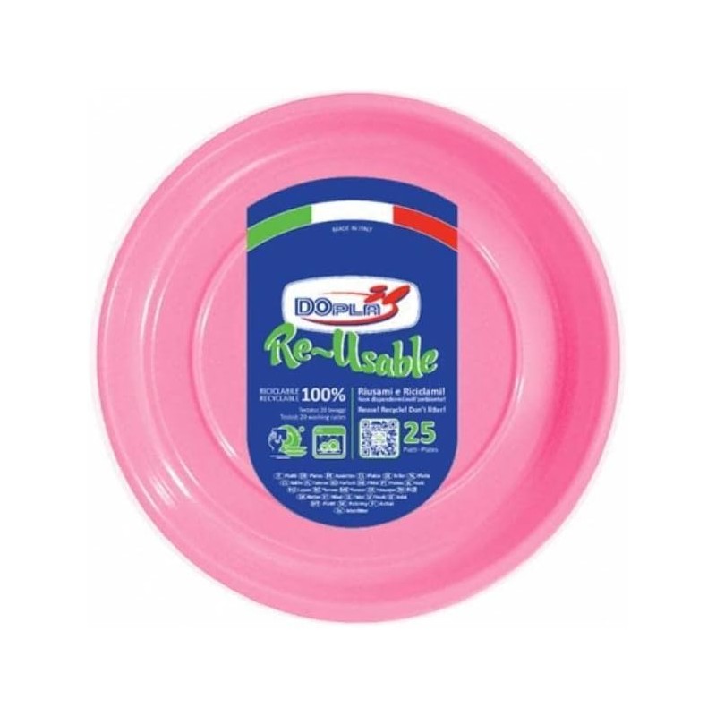 Piatto frutta rosa 25pz- Dopla