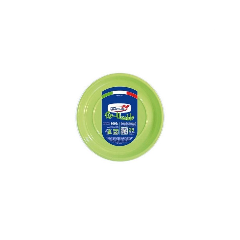 Piatto frutta verde acido 25 pz Dopla