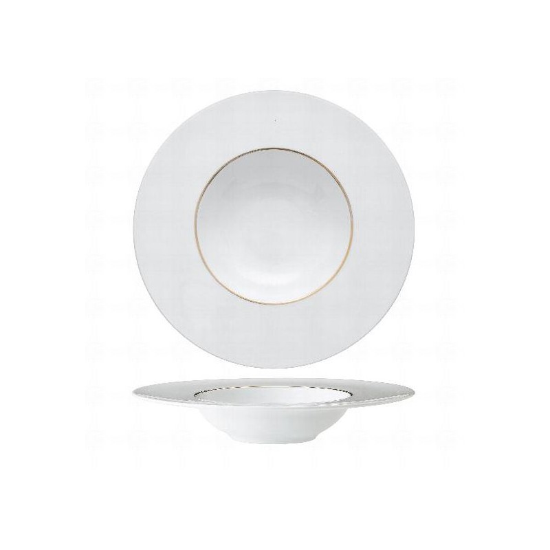 Piatto pasta 27 cm bianco con linea oro