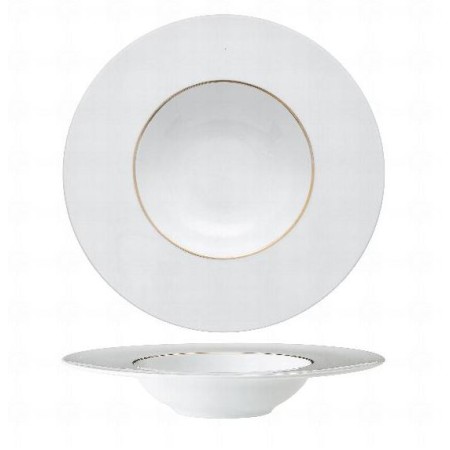 Piatto pasta 27 cm bianco con linea oro