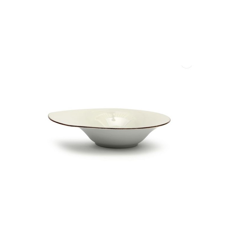 Piatto pasta bianco con filo marrone cm.30x26 Avocado