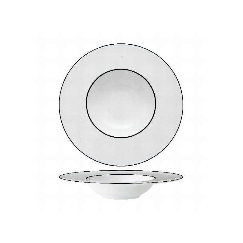 Piatto pasta bianco e nero 27 cm