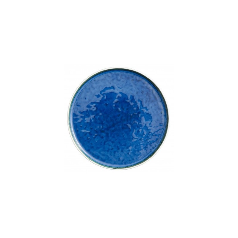 Piatto piano bianco matt e blu - Porcellana cm. 27,5